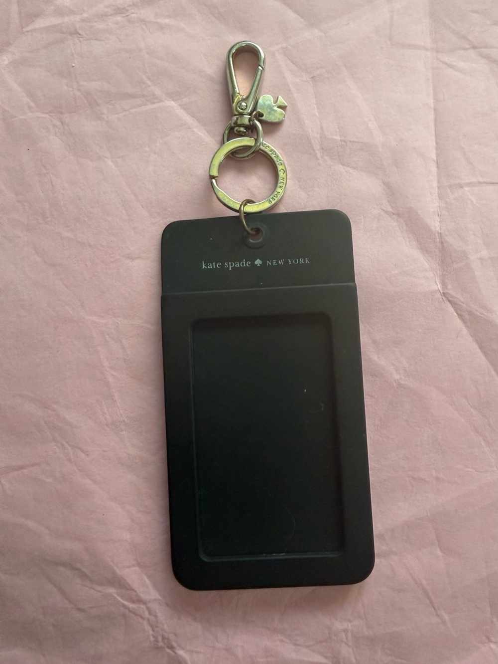 Kate Spade Black Polka Dot Card/ID Holder Keychain